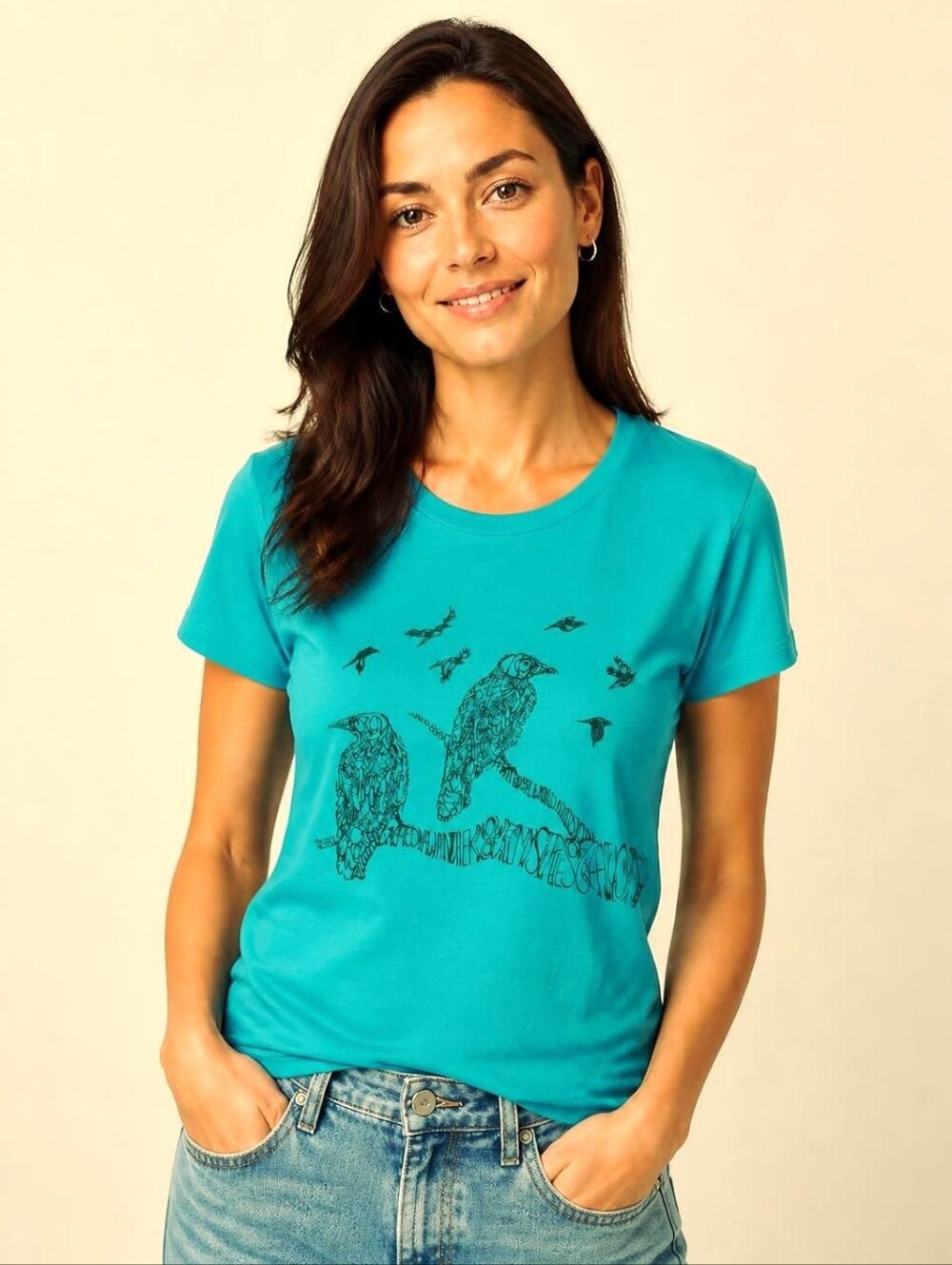 Crow 2D Word Design Graphic T-Shirt